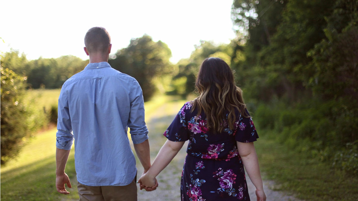 Couple Outside Holding Hands